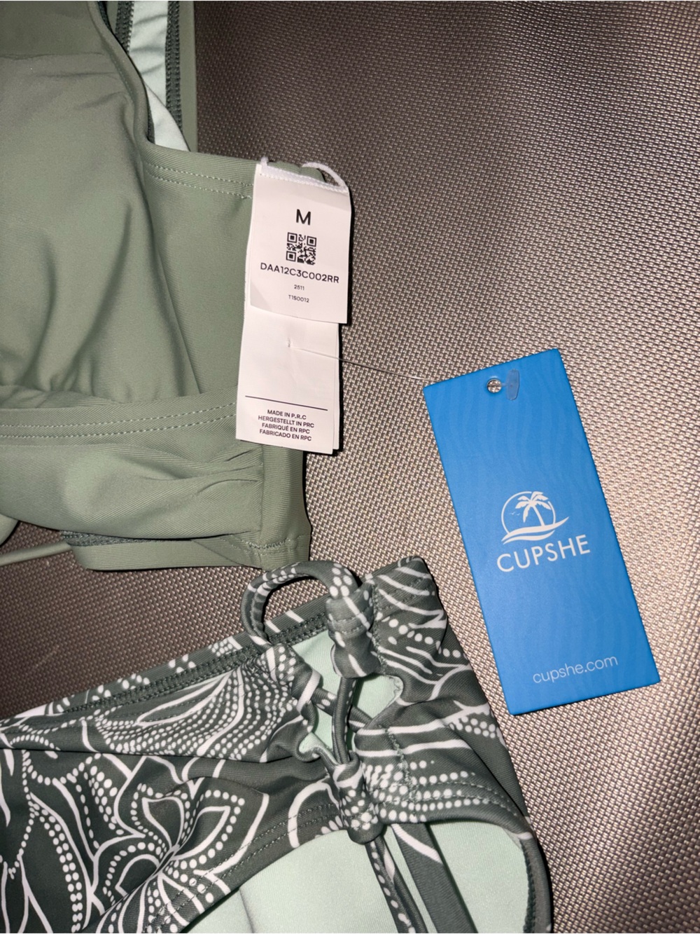 Cupshe Olive Green Floral Triangle Bikini Set - Picture 2 of 2